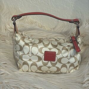Vintage 2000’s Coach signature purse satin nylon and leather.